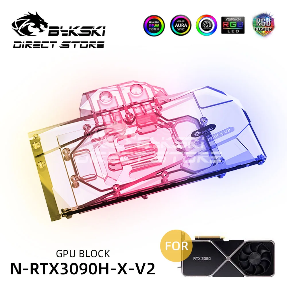 Bykski GPU Water Block 3080 VGA Block For NVIDIA RTX3090/3080 Founders Edition VGA Liquid cooler Heatsink Copper N-RTX3090H-X-V2