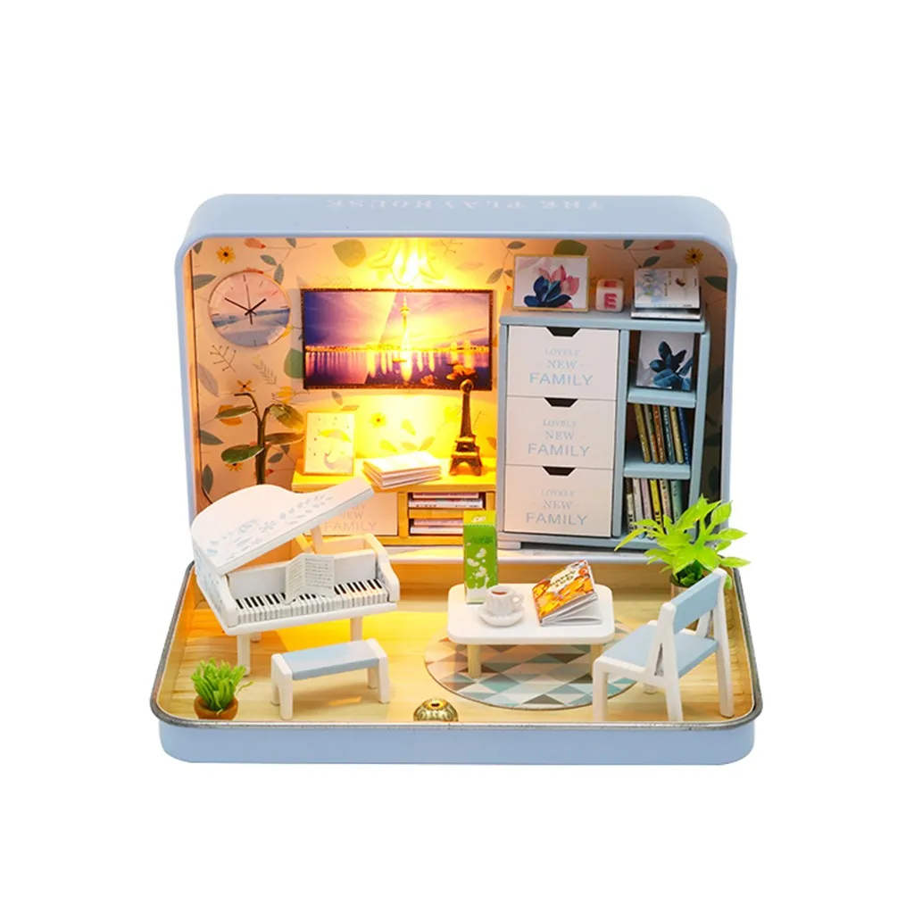 Dollhouse Furnitures Miniature Scene Box Theatre Diy Model Miniatures Wooden Mini Dollhouse Toys For Children Birthday Gifts