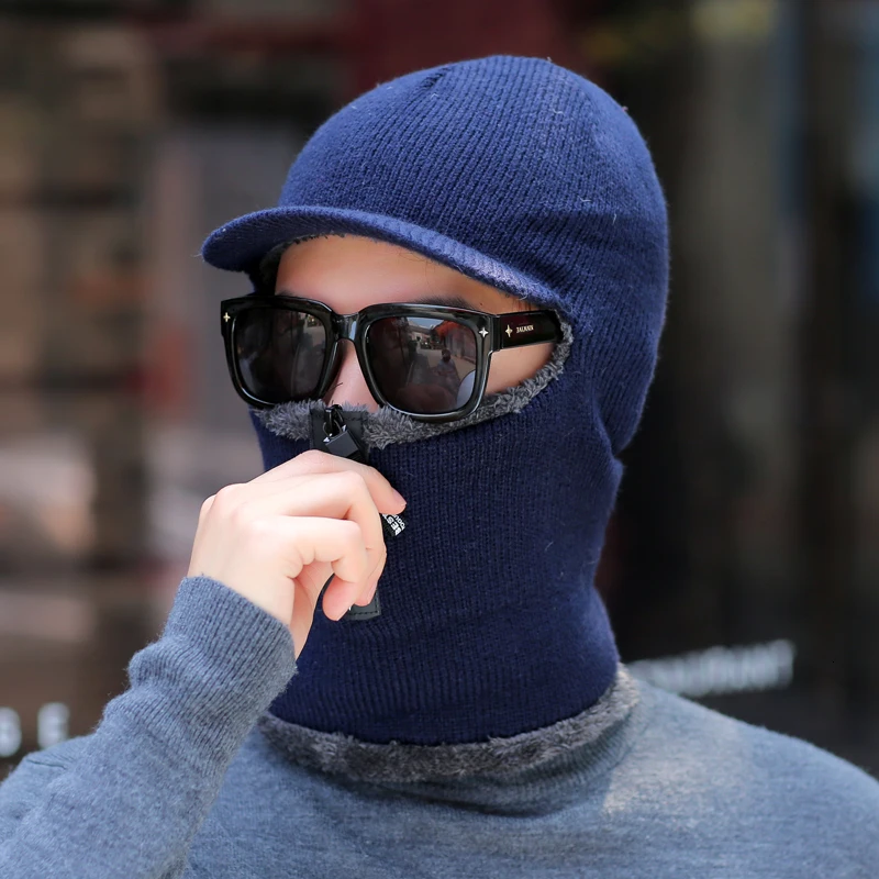 Новинка, Балаклава, зимняя, женская, мужская, Skullies, шерстяная, Вязанная, Балаклава, шапка, маска ниндзя, теплый плюшевый Карманный головной убор, унисекс, снежная шапка