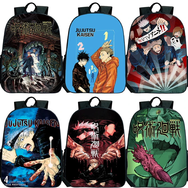 Jujutsu Kaisen USB Backpack Students Anime Schoolbags Boys Girls Kids Cartoon Bagpacks Teenagers Rucksack Unisex Travel Knapsack