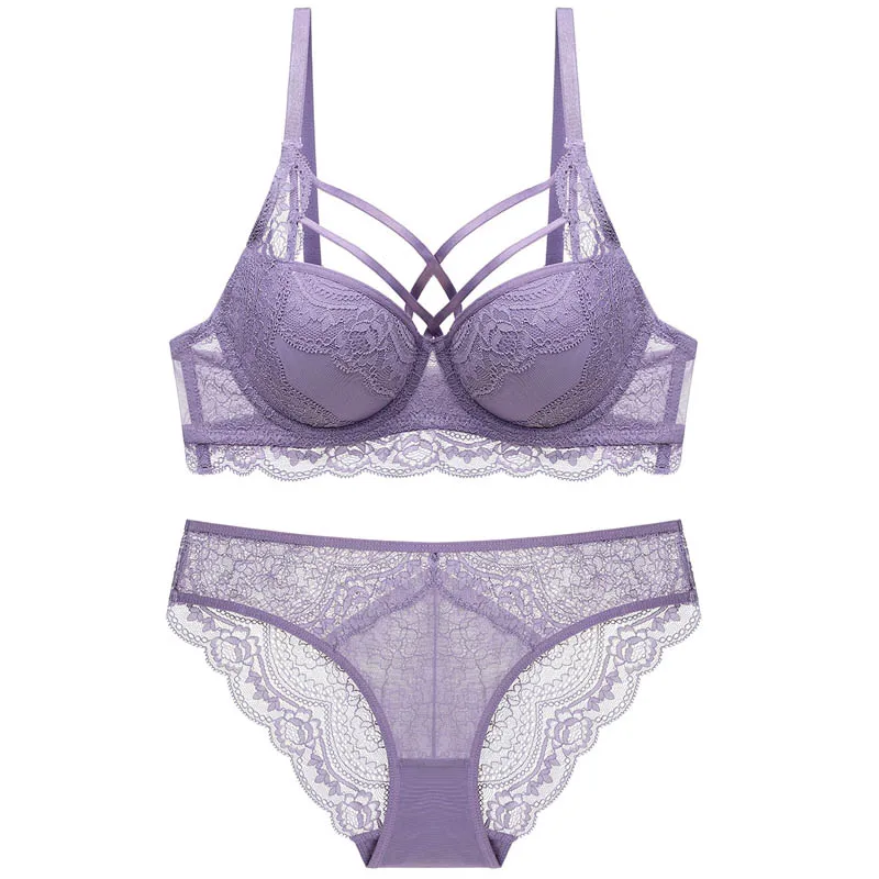 Purple CINOON, новое Роскошное белье, комплект с бюстгальтером, высокое качество, женское нижнее белье, бюстгальтер пуш-ап, регулируемый бюстгальтер и трусики - Цвет: Purple