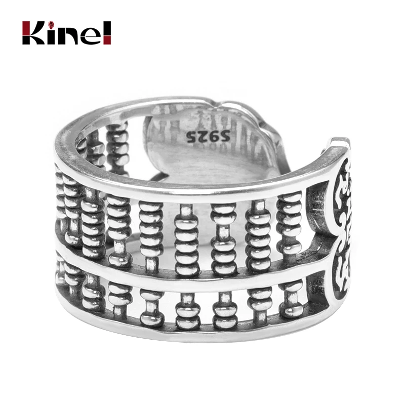 Kinel S925 Серебряное кольцо, Ювелирное кольцо, уличное, горячее Ретро, индивидуальность, тренд, счастливое кольцо-счеты, открытие, регулируемое для мужчин и wo