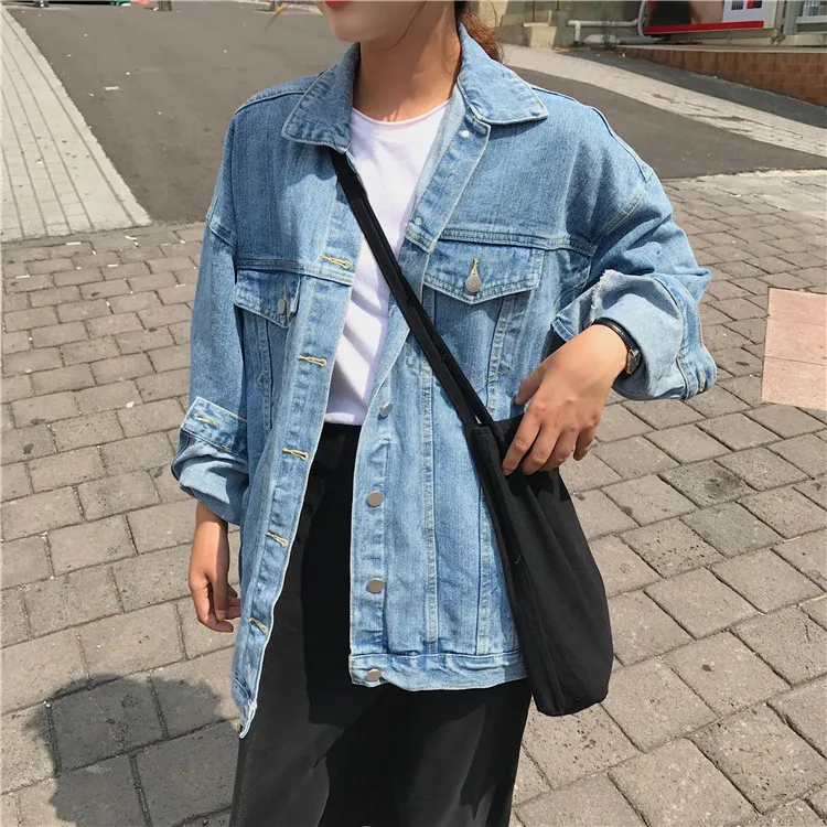 

South Korea CHIC Wind Autumn Slimming Versatile Students Mid-length Loose-Fit Jacket Coat Jacket
