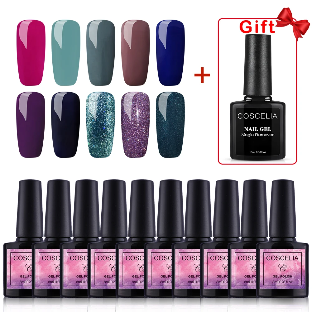Gel Polish Kit 8 COSCELIA набор гель-лаков для ногтей Набор для ногтей Гель-лак для маникюра Набор для ногтей все для маникюра Набор для ногтей - Цвет: Gel Polish Kit 8