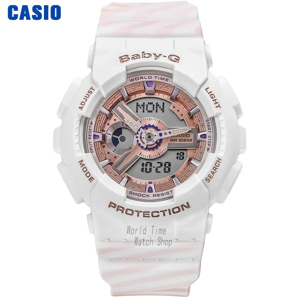 Часы Casio BABY-G Женские кварцевые спортивные часы мода рестинг на открытом воздухе спортивные двойные водонепроницаемые baby g Часы BA-110 BA-111 - Цвет: BA110CH7A-1