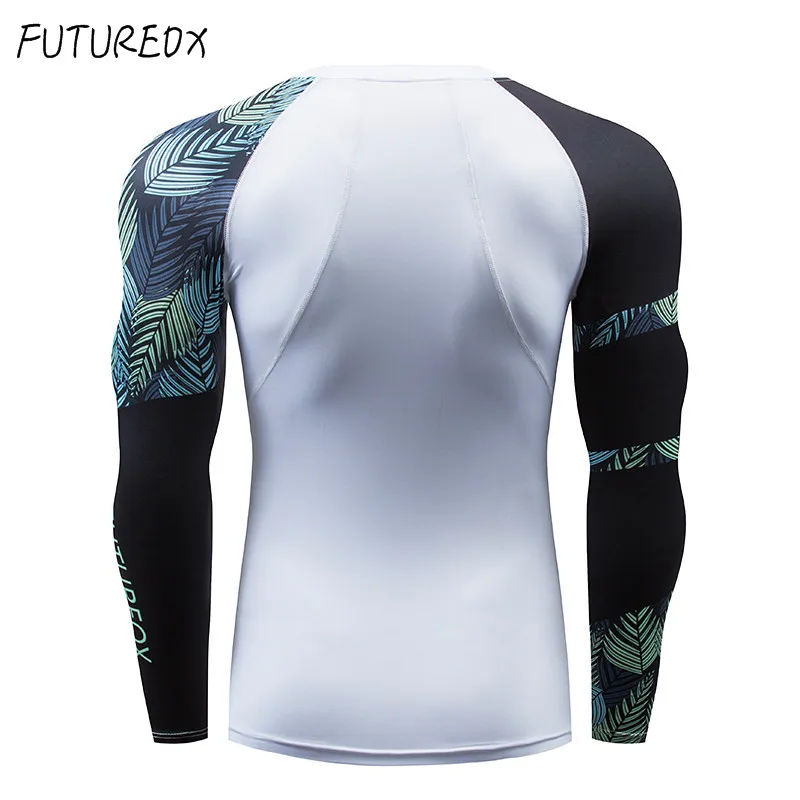 heat! men's T-shirt MMA long-sleeved T-shirt men's compression shirt fitness bodybuilding black white men's sportswear suit
