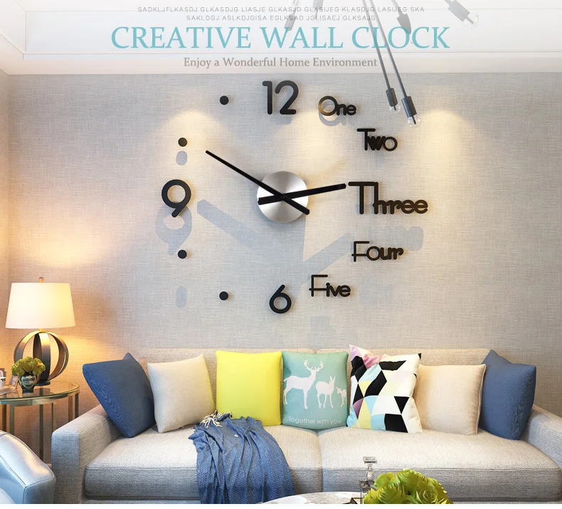 Большие настенные часы Современный дизайн Акриловые 3D гостиная кварцевые настенные стикеры Часы «сделай сам» бесшумный домашний декор Horloge