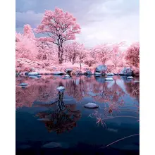 

GATYZTORY Frame Picture DIY Painting By Number Pink Tree Landscape Acrylic Paint By Numbers Handpainted Picture By Numbers Art