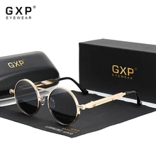 Gxp 2021 nova retro gótico steampunk óculos de sol 100% polarizado uv400 lente das mulheres dos homens armação de metal redondo óculos de sol alta qualidade