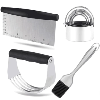 

Pastry Cutter Set, Pastry Scraper and Dough Blender, Stainless Steel Dough Cutter Scraper Blender Set, Professional