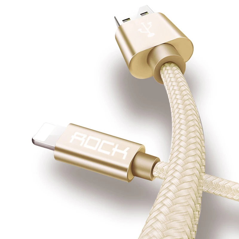 Gold ROCK 3.1A кабель для iPhone освещение быстрое зарядное устройство USB зарядка кабелей Шнур для iPhone 11X8 7 6 Pro XR Max iPad Быстрая зарядка - Цвет: Gold