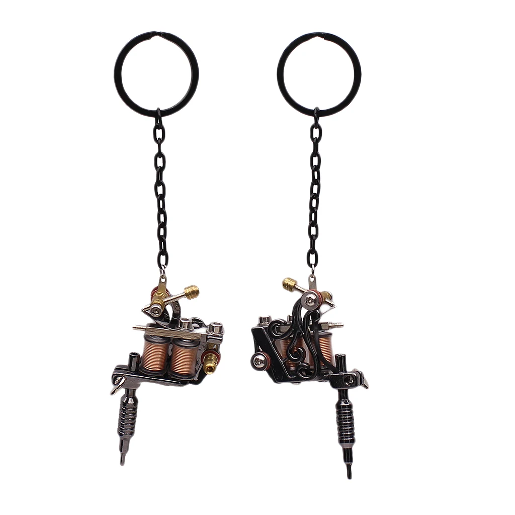 2Alloy  Gun Necklace Key Chain Mini Tattooing Machine Necklace Pendant