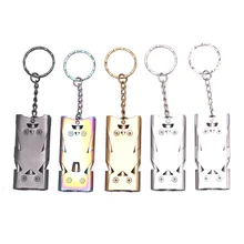 Свисток для выживания на открытом воздухе из нержавеющей стали для футбола, баскетбола, хоккея, рефери, свисток, высокий децибел, двойная трубка, высокий децибел