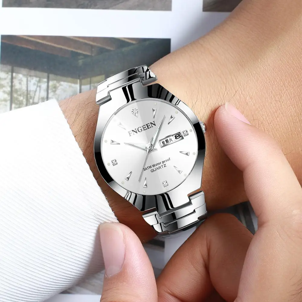 

2020 Luxury Brand Couple Watches for Lovers Quartz Wristwatches Women's Watches Casual Decoration Bracelet Tungsten Steel Color