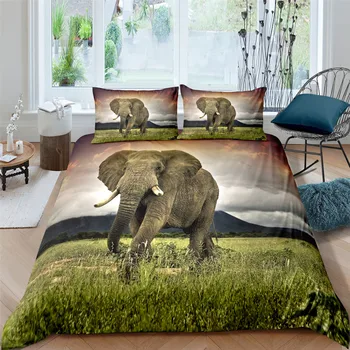 

Bedding Sets 3D Custom Comforter Duvet Quilt Cover Set With Pillowcase Animal Elephant King Queen Full Double Size
