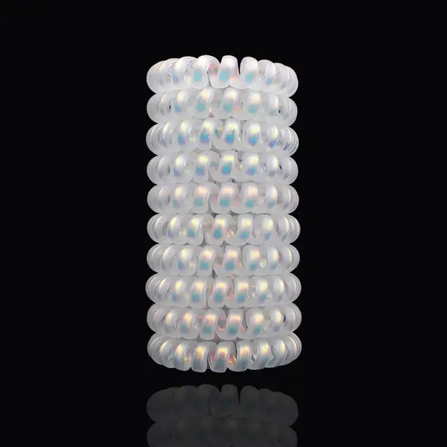 10pcs Top Fashion Ice Cream Colorful Spiral Spin Screw Telephone Wire Hair Ties Pearly Premium Plastic Rubbers Ponytails E