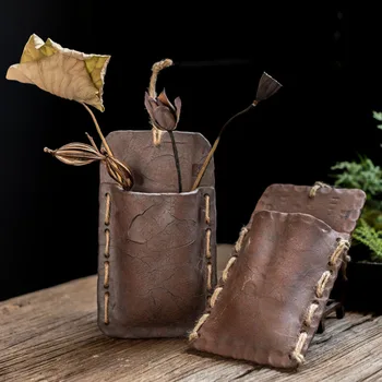 

Retro Stoneware Wall Hanging Flowerpot Hydroponic Flower Japanese Art Retro Hanging Flower Basket Wall Succulent Vase Decoration