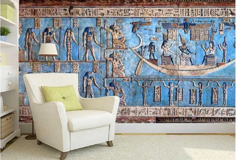 3D обои с синим тиснением винтажная Классическая сцена для торжеств фотообои