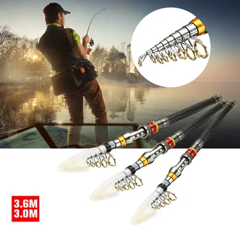 

3M -3.6M Portable Carbon Fiber Telescopic Fishing Rod Fishing Pole Freshwater Saltwater Hard Pole Fishing Tackle