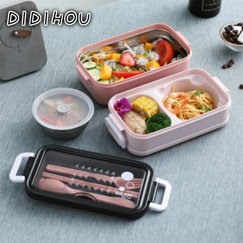 

New Lunch Box Bento Box for Student Office Worker Double-layer Microwave Heating Lunch Container Food Storage Container