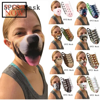 

5PCS Animal Print Windbreak Seamless Outdoor Riding Quick-drying Keep Mask Reusable Mask Face Shield Masque Mouth-muffle