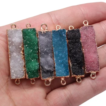 

Trendy Quartz Pendant Rectangle Natural Stone Crystal Agates Connector Charms Druzy DIY Necklace Bracelet Jewelry Making