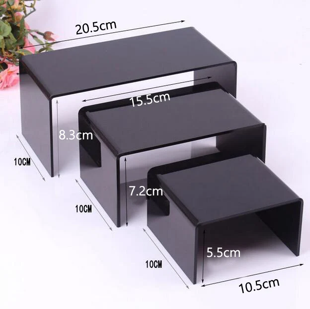 Wholesale Clear Black Jewelry Holder Stand Toy Mobile Wallet Shoes Bracelets Display Plexiglass 3pcs/lot Necklace Earring Shelf