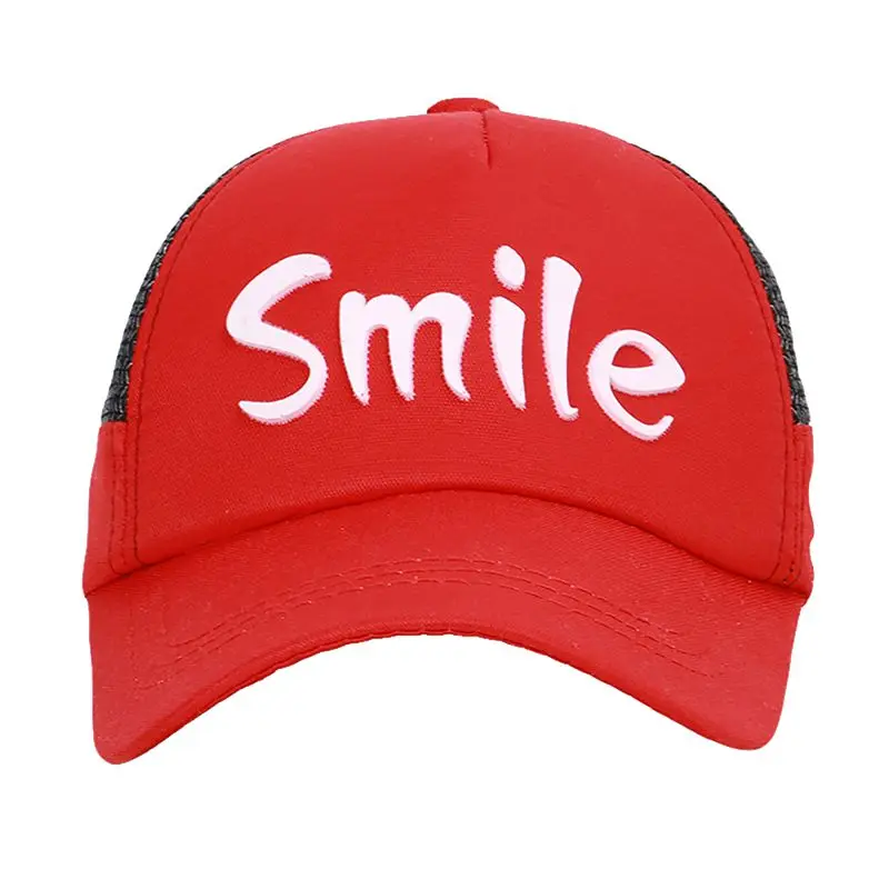 Summer Peaked Cap Smile Letter Printed Mesh Baseball Hat Children Outdoor Headwear With Adjustable Back Closure New