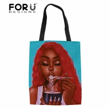 FORUDESIGNS/льняные сумки-шопперы для женщин многоразовые хозяйственные сумки женские черные девушки африканская пляжная сумка через плечо женские сумки