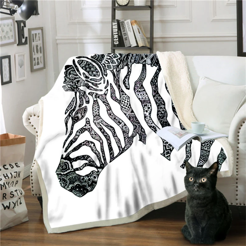 

Christmas Decorations for Home Zebra Pattern 3D Printed Sofa Blanket Cotton Velvet Hooded Blanket 130cmX150cm Throw Blanket