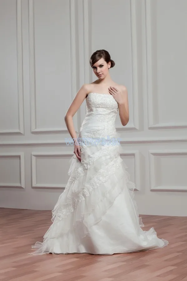 

free shipping 2016 new hot sale embroidery white with zip back bridal gown custom size/color small train plus size wedding dress