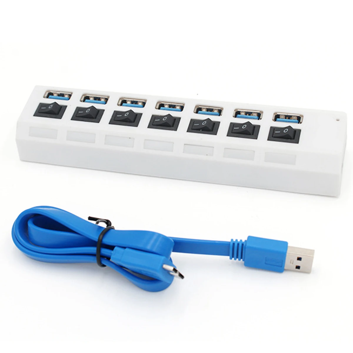 7-Порты и разъёмы usb-хаб 5Gps супер Скорость USB3.0 сплиттер с индивидуальными светодиодный светильник вкл/выкл кнопка для ПК компьютера Mac Мульти USB разветвитель