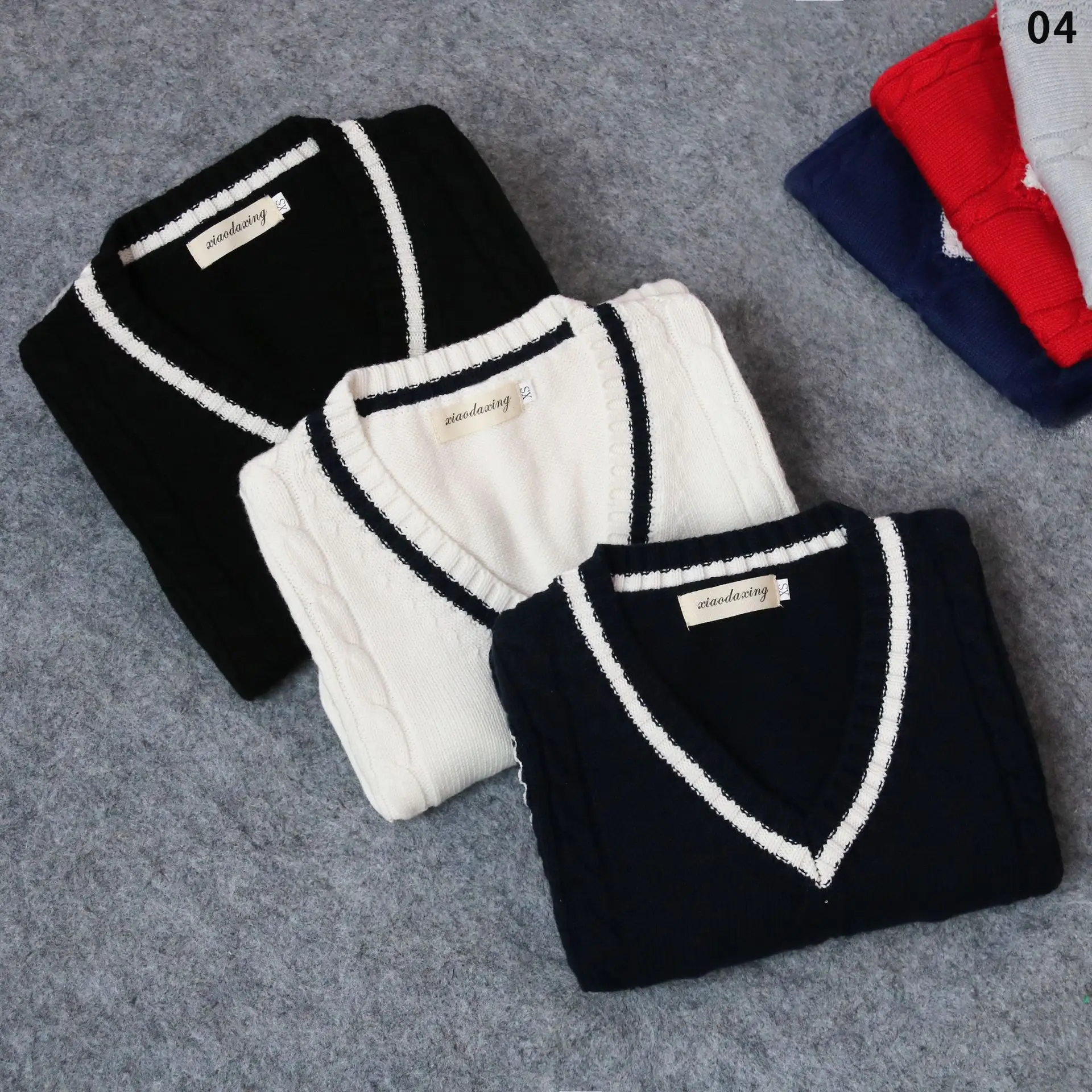 

Clothing Processing University Style Knitted Linen Flower Color Vest Men And Women Celebrity Style Students Broad School Uniform
