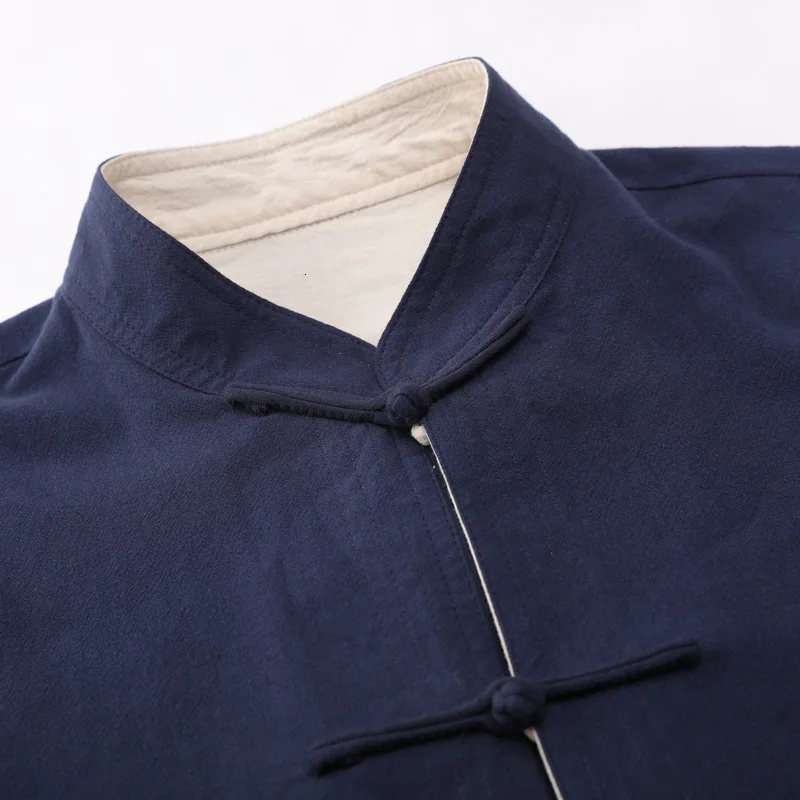 Mens Cotton Linen Long Sleeve Traditional Chinese Tang Suit Top Jacket