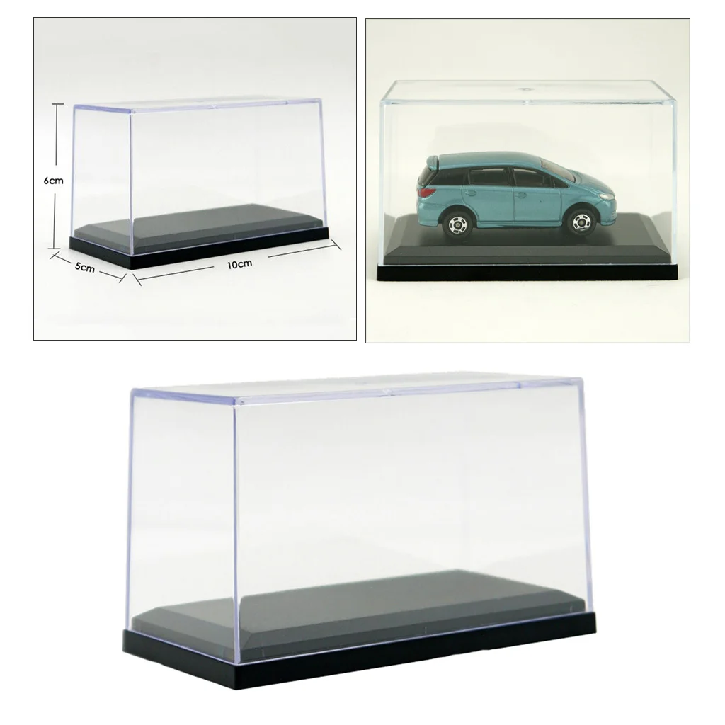 Clear Dustproof Display Box With Balck Base Fits  1:64 Doll
