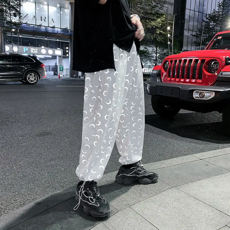 Reflective Casual Pants Men's Fashion Printed Sweatpants Men Streetwear Loose Hip Hop Straight Trousers Mens Track Pants M-5XL Reflective Casual Pants Men's Fashion Printed Sweatpants Men Streetwear Loose Hip Hop Straight Trousers Mens Track Pants M-5XL