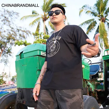 

Big size Men's Wear super Brand Summer Plus Fat Plus Short Sleeve T Shirt Fat Man Loose Personality Printing Half Sleeve
