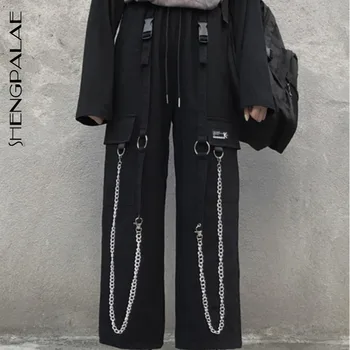 

SHENGPALAE 2020 Summer Vintage Patchwork Joggers Sweatpants Harajuku Woman Trousers Elastics Loose High Waist Pants ZA2511