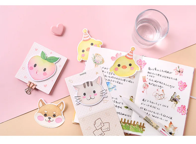 Новая серия Kawaii animals notes самоклеющиеся блокноты для заметок клейкие блокноты для заметок закладки школьные офисные принадлежности Escolar Papelaria
