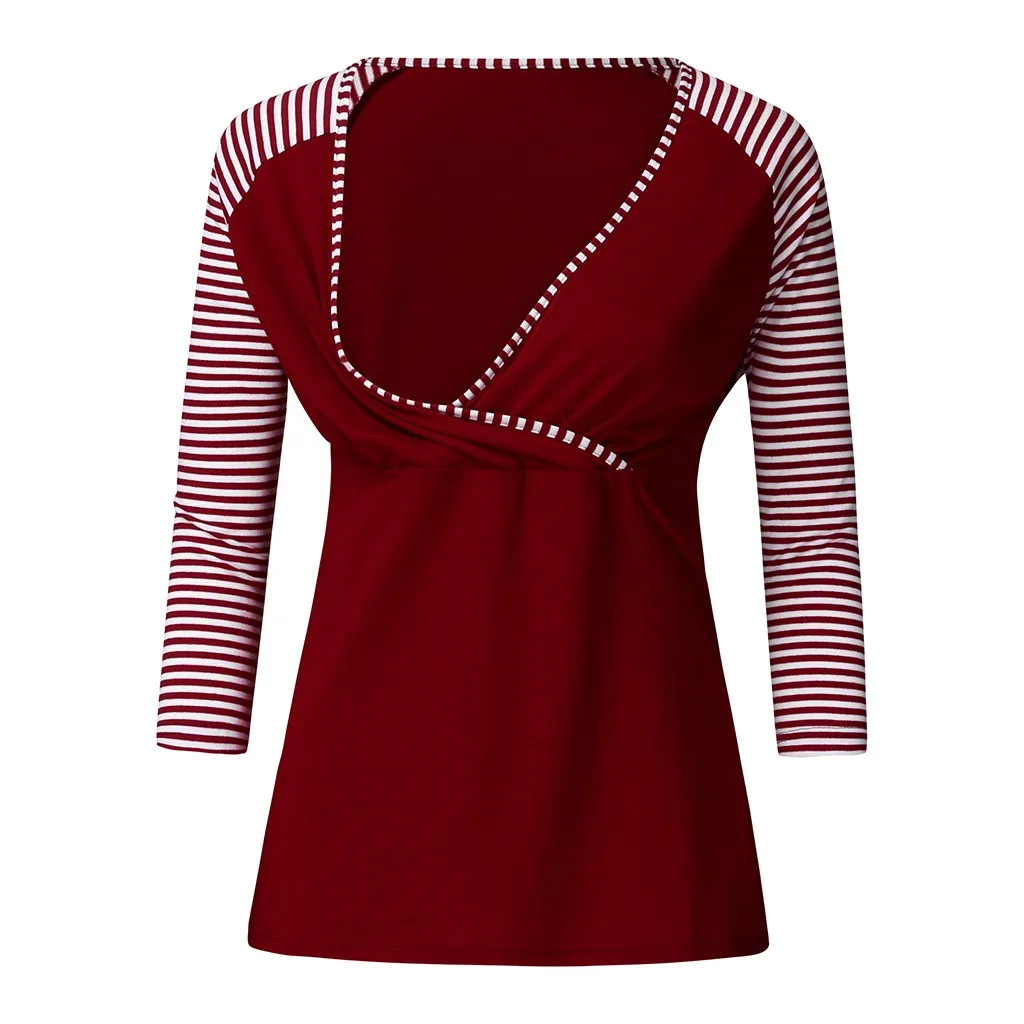 Женская блузка для беременных с рукавом 3/4 полосатая одежда для кормления Футболка женская повседневная одежда для беременных C850