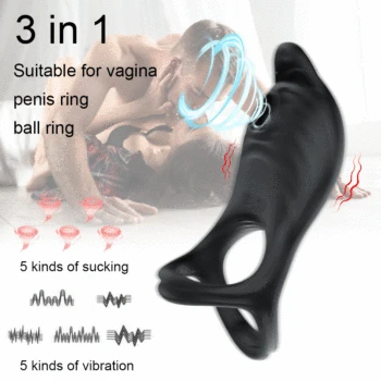 Vibrating Penis Ring Couple Vibrator Clit Sucker Stimulator 5 Modes G-spot Massage Cock Ring Sex Toy for Man with Remote Control 2
