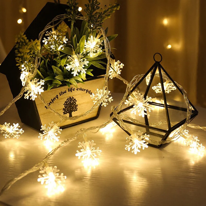 Christmas LED String Light Garland Snowflakes String Hanging Fairy Lights For Christmas Tree Party X-mas Decor Battery Powered