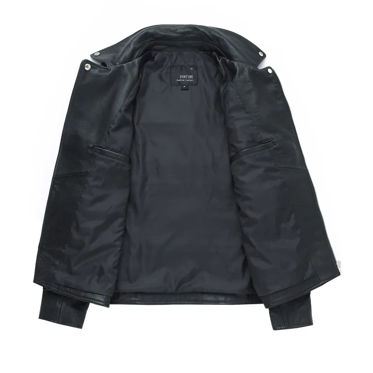 Мужская мотоциклетная куртка из натуральной кожи, черные кожаные куртки на молнии, брендовая байкерская куртка из воловьей кожи для мужчин