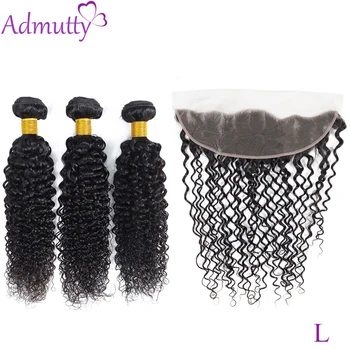 

Kinky Curly Bundles With Frontal 13*4 Brazilian Hair Weave Bundles With Closure Non-Remy Human Hair Bundles With Frontal