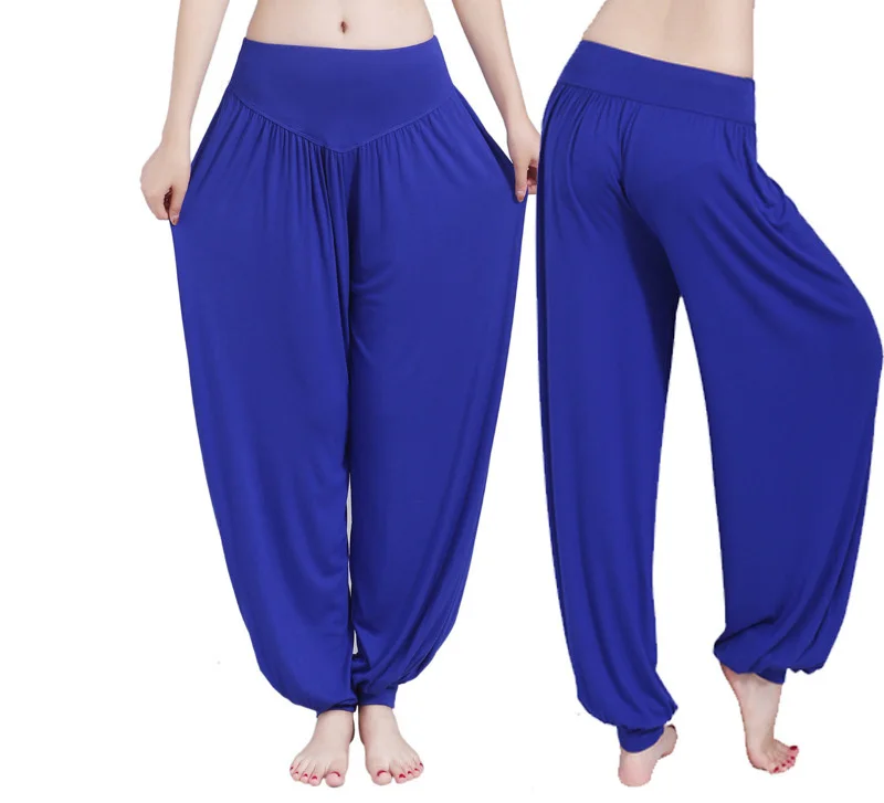 Лидер продаж широкие брюки для йоги размера плюс S M L XL XXL XXXL Для женщин свободные штаны длинные штаны для йоги, танцев спортивная мягкая обработанная вискоза, домашние штаны - Цвет: blue