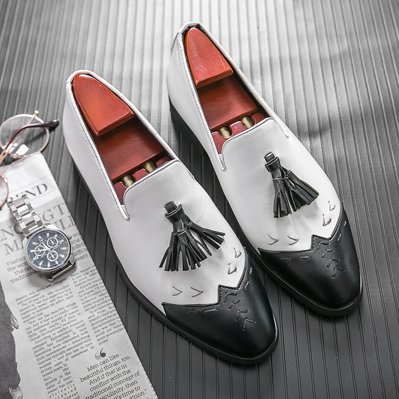 

Men's Formal Loafers Slip on Genuine Leather Dress Shoes Wedding Party Shoes Oxfords Shoes Footwear Plus Size Business Shoes