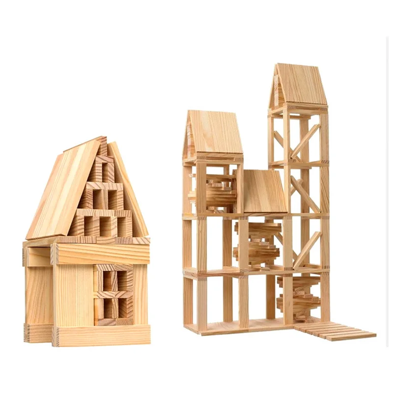 300 шт лог башня игра строительные блоки деревянные детские игрушки Обучение практическая функция родитель-ребенок Взаимодействие