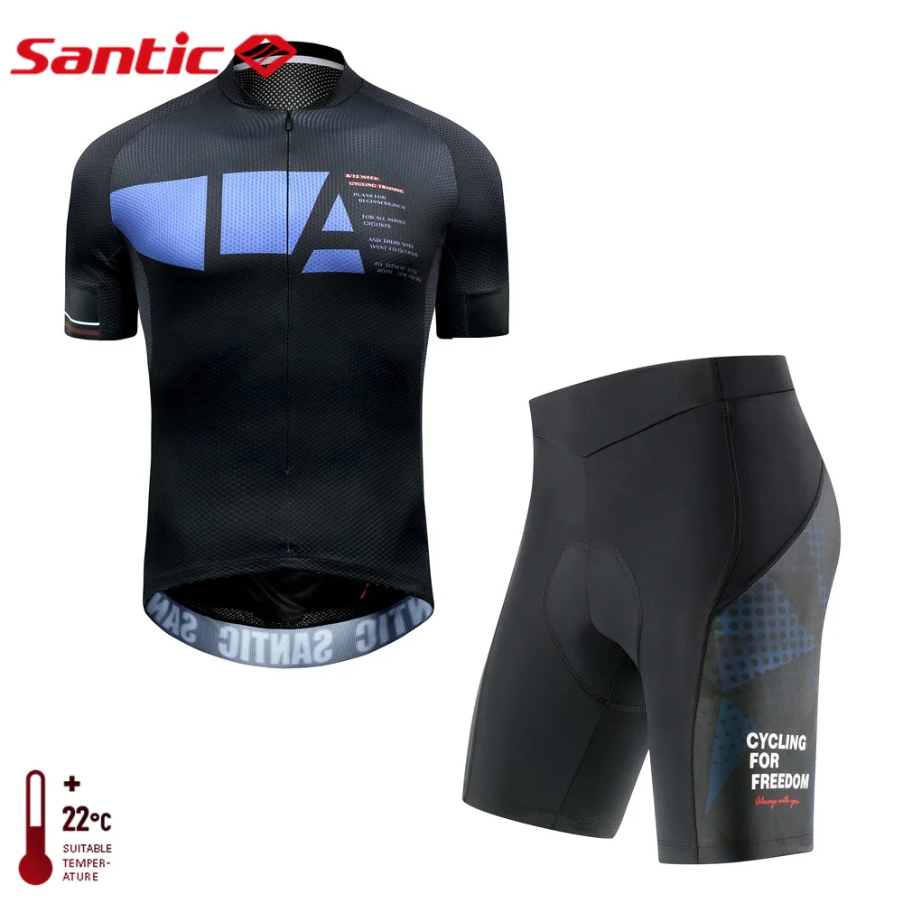 Santic мужские летние костюмы для велоспорта Джерси шорты набор MTB велосипедная