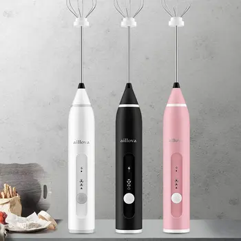 

New USB Rechargeable Electric Whisk Mixer Automatic Eggbeater Whipping Cream Whipping Machine 3 Speeds Handheld Foam Maker Latte