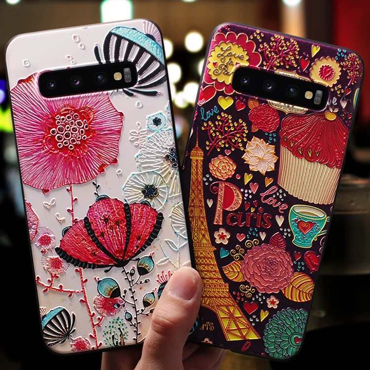 Силиконовый 3D рельефный чехол для Samsung Galaxy Note 10 S10 Plus S9 S8 M10 M20 M30 A20 A30 A40 A50 A70 с